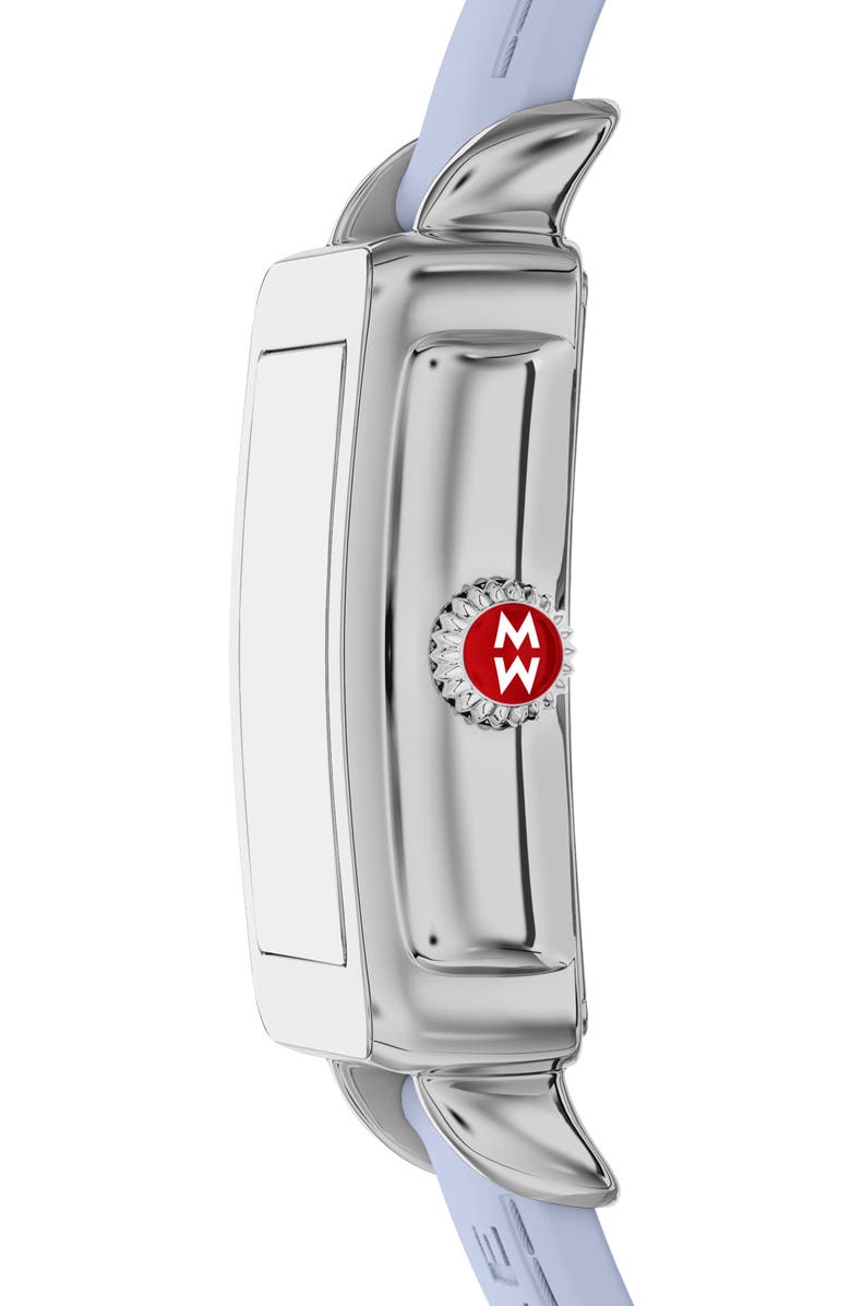 MICHELE Deco Sport Mid Silicone Strap Watch, 29mm x 31mm, Alternate, color, Blue / Silver