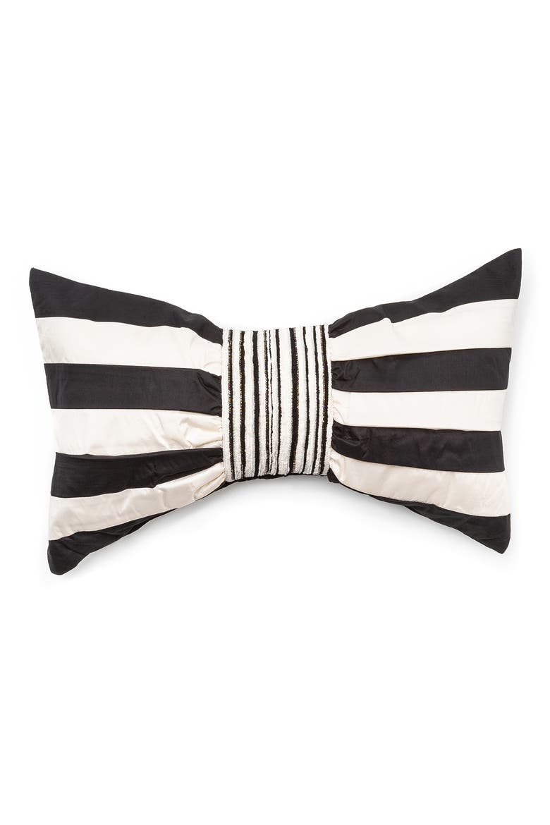 Marquee Bow Accent Pillow, Main, color, BLACK/ WHITE