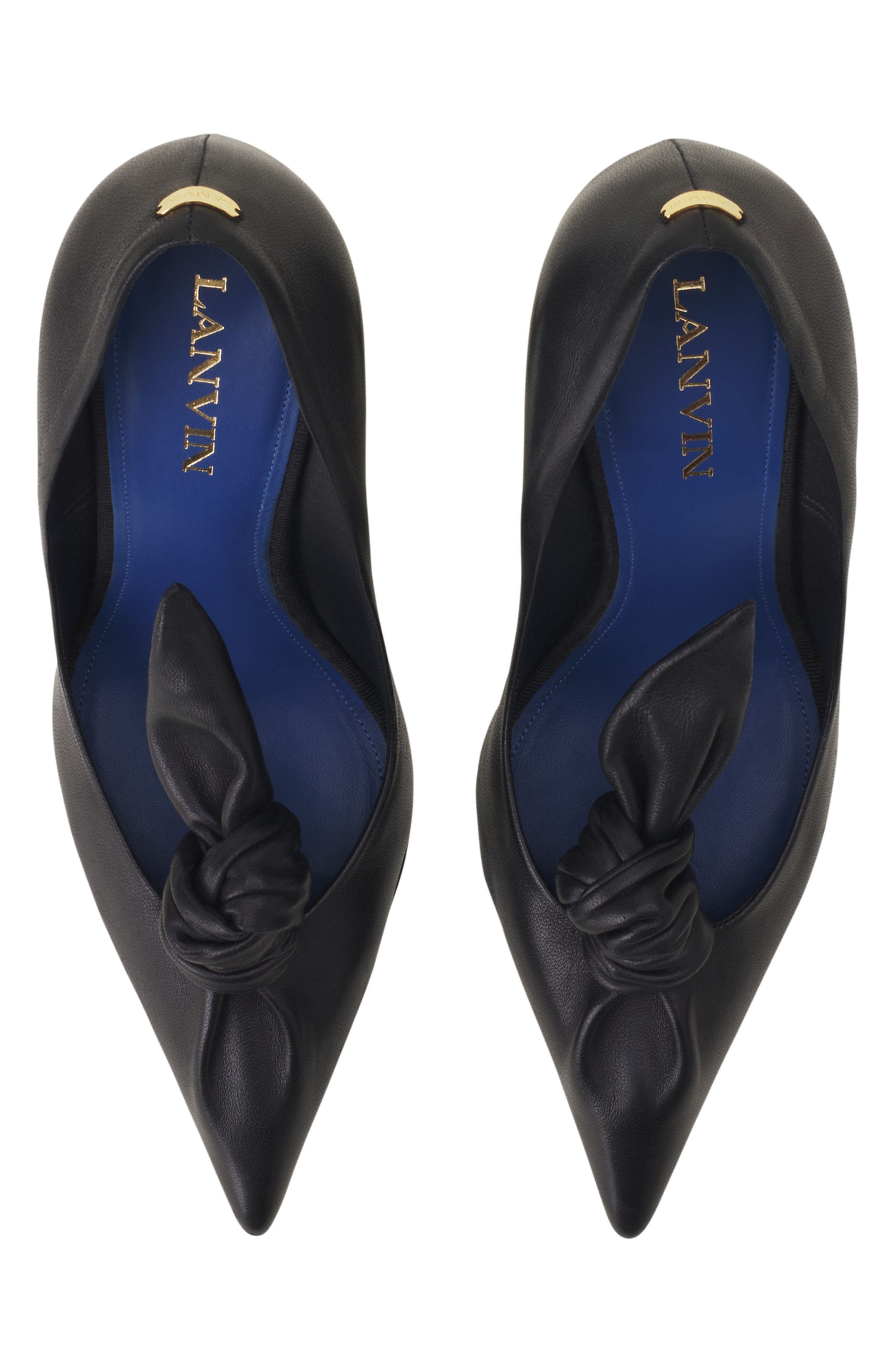 Lanvin Midnight Step Leather Bow Pump, Alternate, color, Black