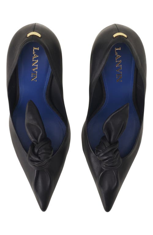 Lanvin Midnight Step Leather Bow Pump In Black