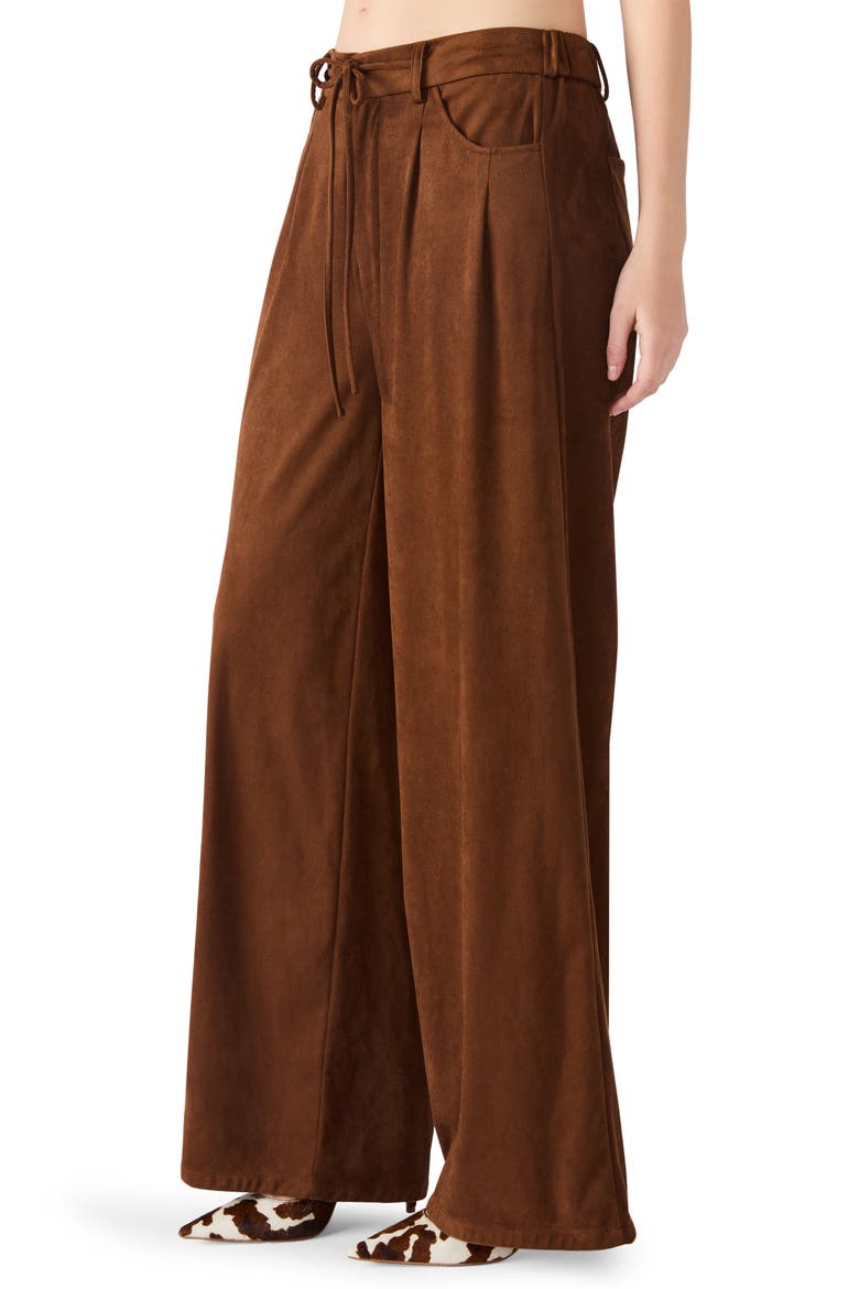 Alysia Faux Suede Drawstring Pants, Alternate, color, CHICORY COFFEE