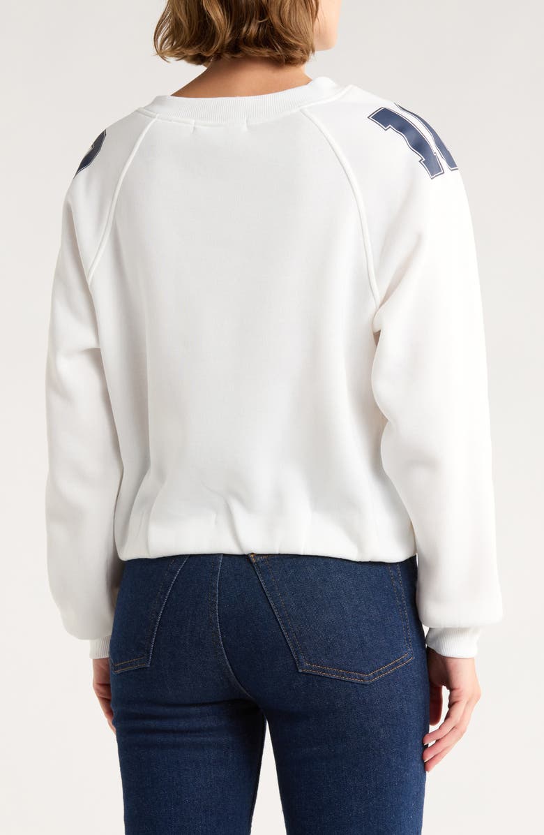 Madden Girl Athletic Bubble Hem Sweatshirt, Alternate, color, Ivory/ Navy