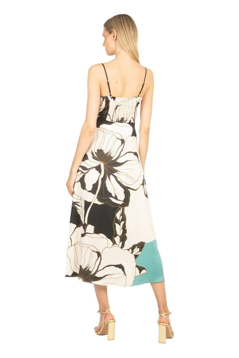 Ceres Maxi Dress with Front Slit, Alternate, color, CYAN GREEN ABSTRACT FLORAL