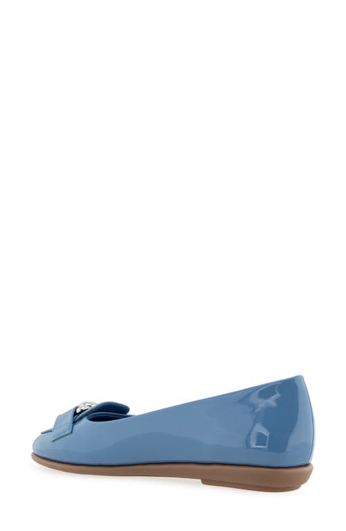 Shop Aerosoles Bell Chain Bit Flat In Blue Jean Patent Faux Leather
