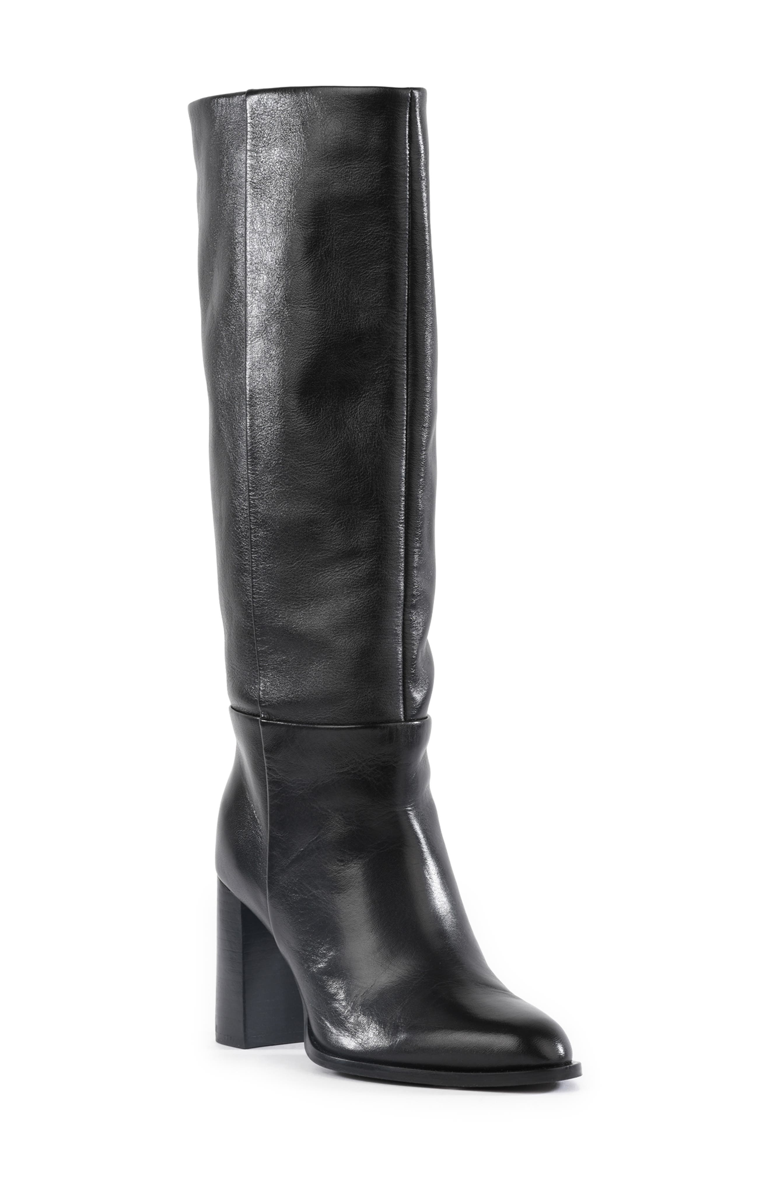 Seychelles Push to Start Knee High Boot in Black Leather 