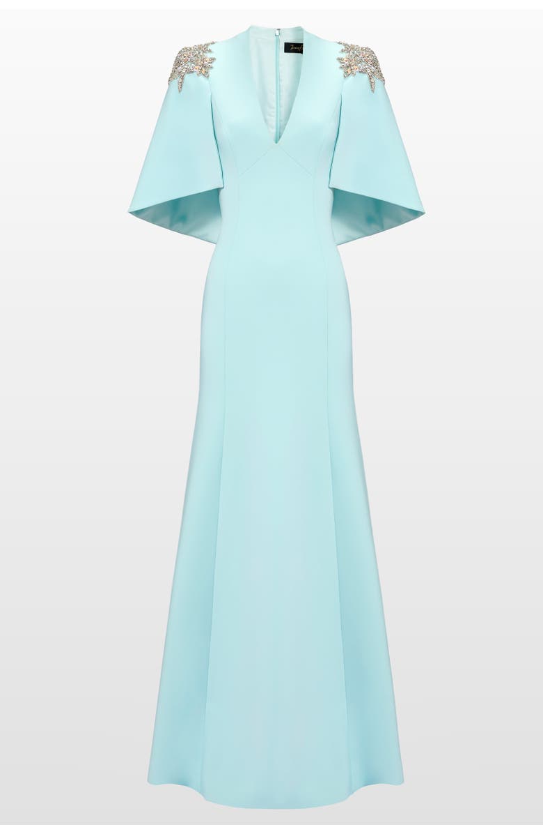 Jenny Packham Star shower Rhinestone-Embellished Maxi Dress, Main, color, Crystal Aqua
