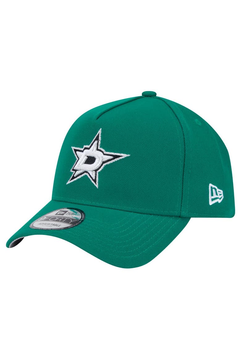 Men's New Era  Kelly Green Dallas Stars Core A-Frame 9FORTY Adjustable Hat, Main, color, Kelly Green