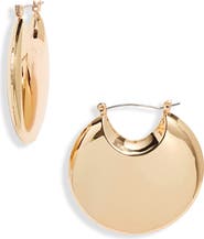 Open Edit Puffy Polished Hoop Earrings