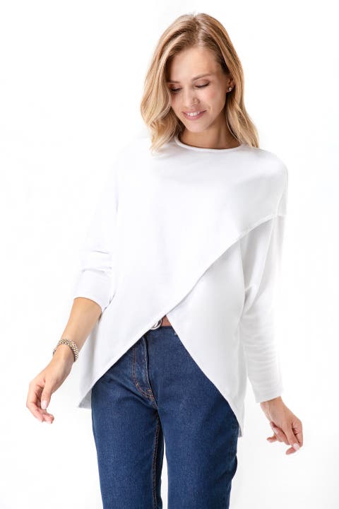 Let Loose Crossover Long Sleeve Maternity/Nursing Knit Top