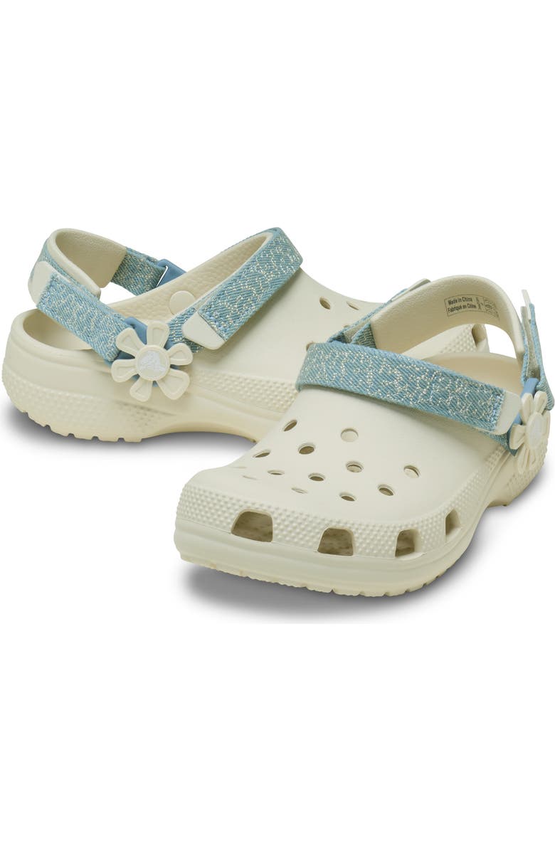 CROCS Kids' Denim & Flower Classic Clog, Alternate, color, Summit White