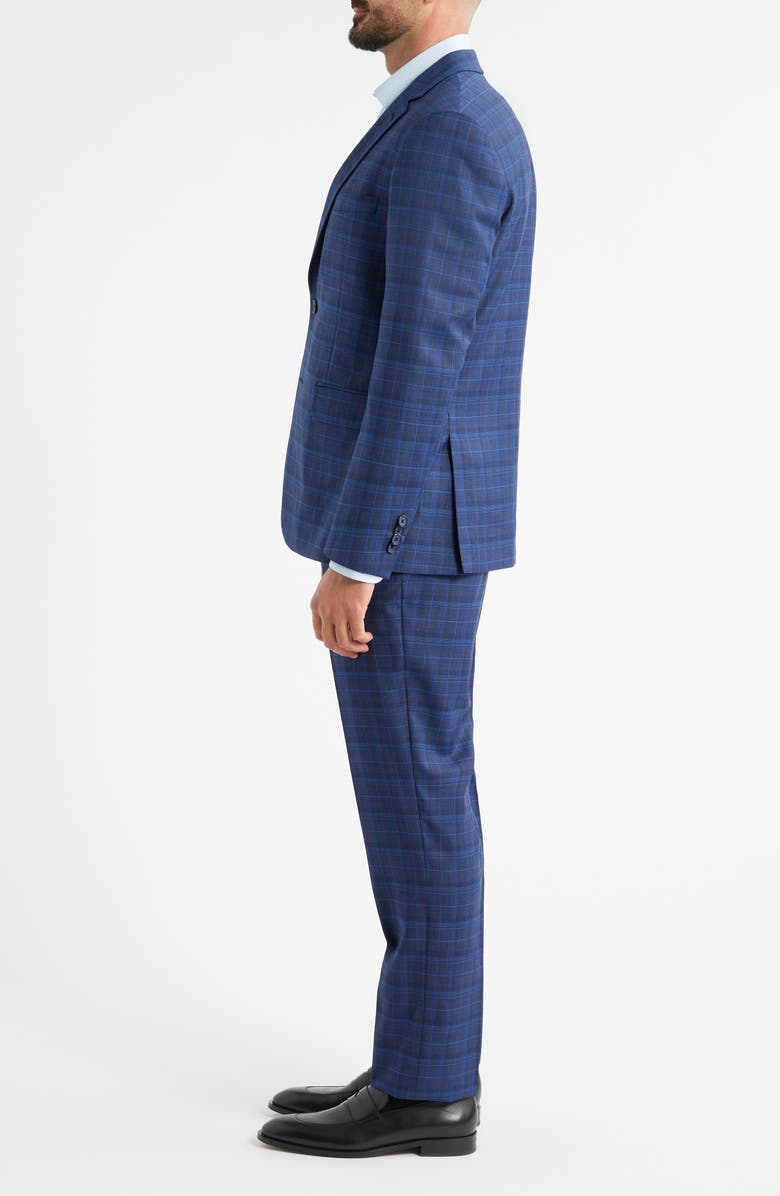 DANIEL HECHTER Blue Plaid Wool Blend Suit, Alternate, color, Navy