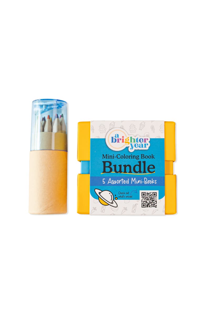 A Brighter Year 5-Piece Mini Adult Coloring Book + Pencil Bundle, Main, color, Multicolor