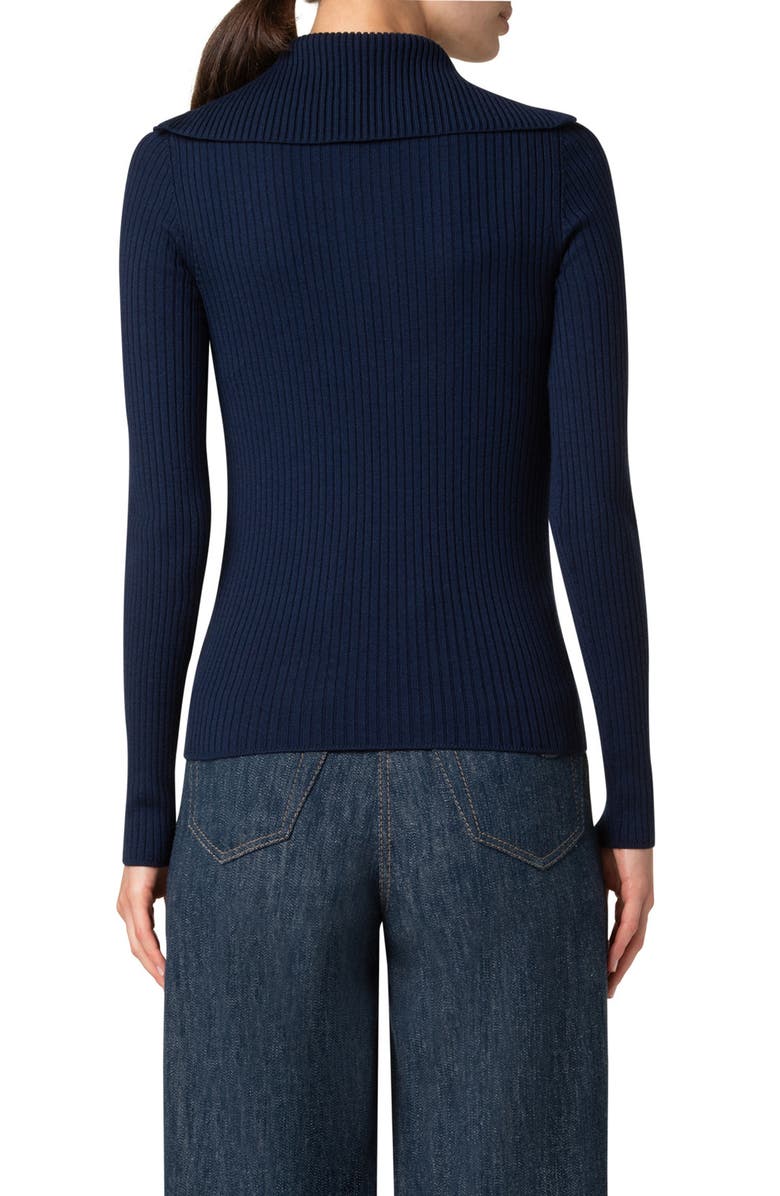 Akris punto Convertible Collar Merino Wool Rib Sweater, Alternate, color, 