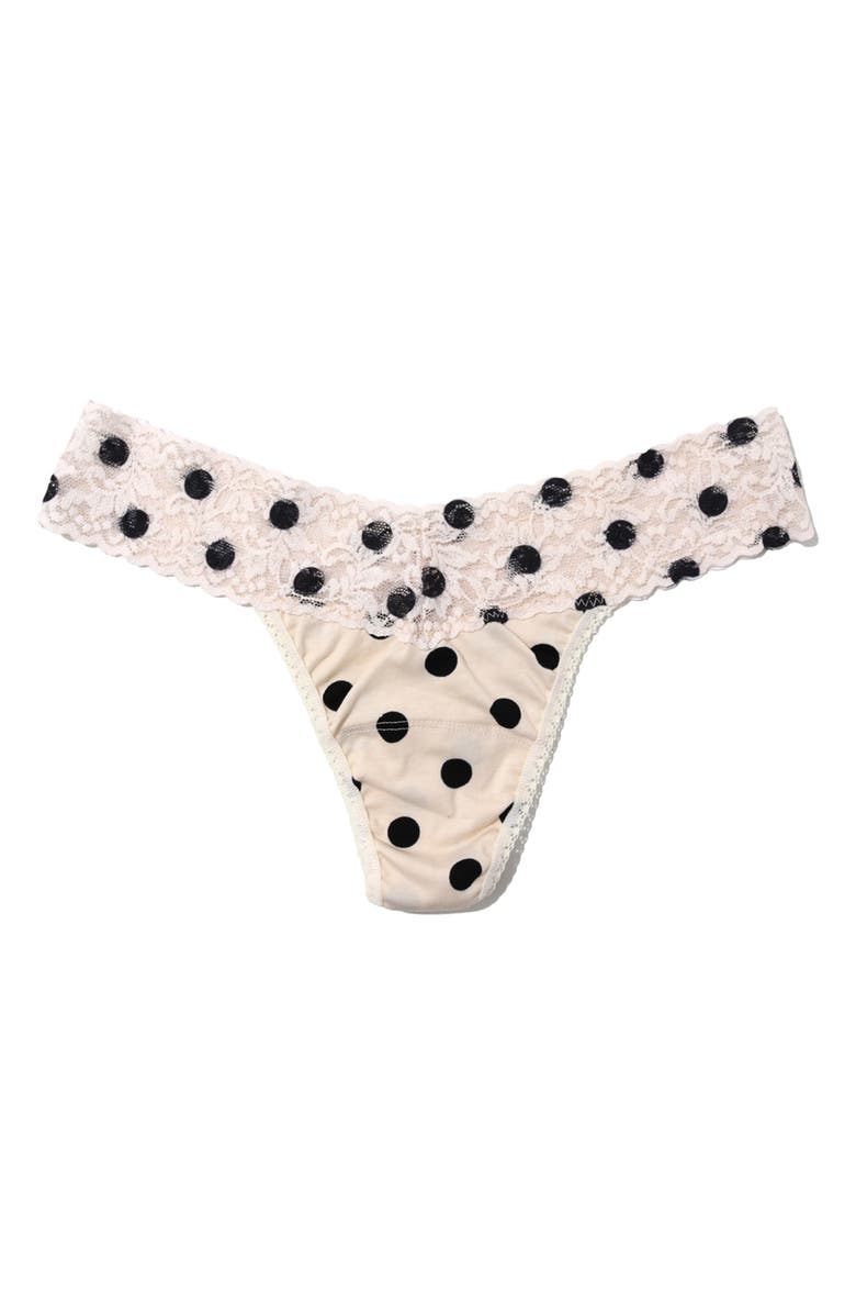 Hanky Panky Print Supima<sup>®</sup> Cotton Low Rise Thong, Alternate, color, Poke A Dot