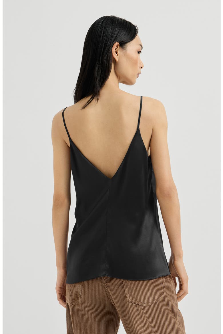 Stretch silk satin camisole, Alternate, color, Black
