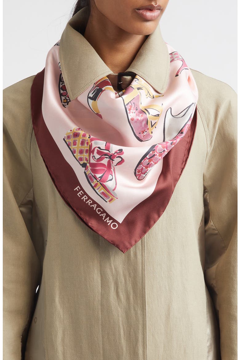 Genio Print Silk Square Scarf, Alternate, color, ROSE/RED