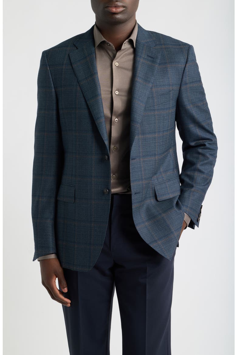 Siena Windowpane Wool Sport Coat, Main, color, DARK BLUE