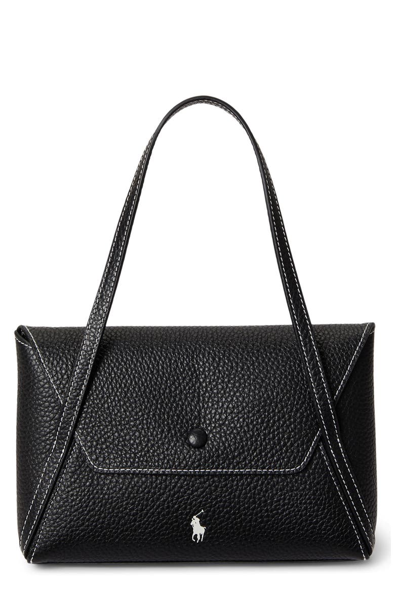 Polo Play Pebble Leather Envelope Shoulder Bag, Main, color, BLACK