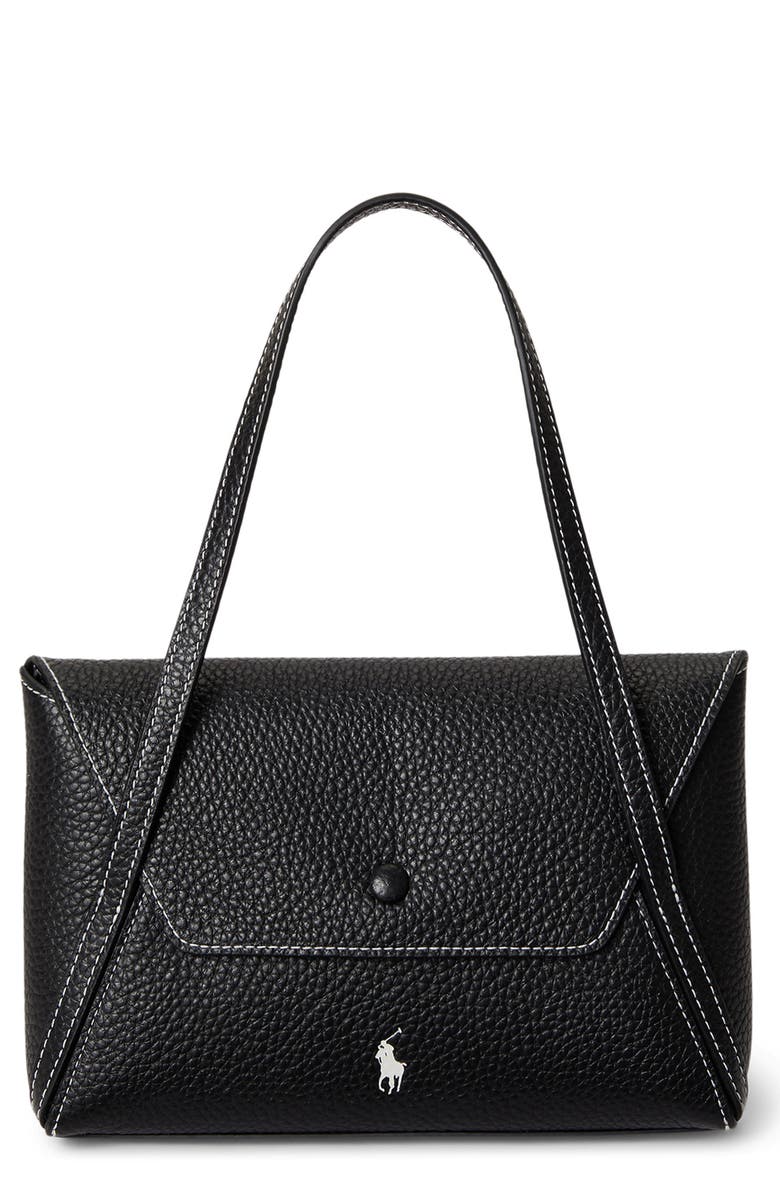 Polo Ralph Lauren Polo Play Pebble Leather Envelope Shoulder Bag, Main, color, Black