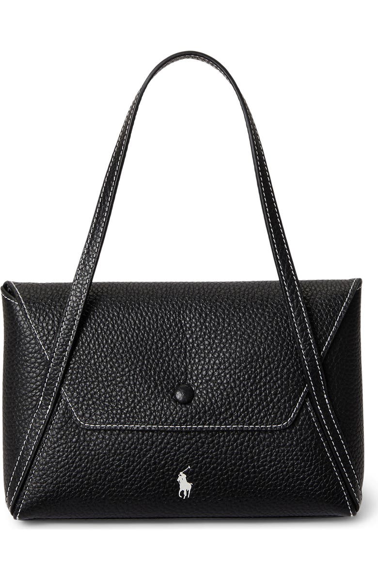 Polo Ralph Lauren Polo Play Pebble Leather Envelope Shoulder Bag, Main, color, Black