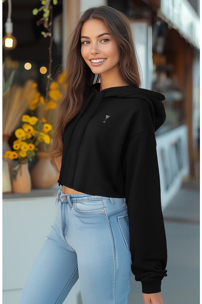 Martini Cropped Hoodie, Alternate, color, Black