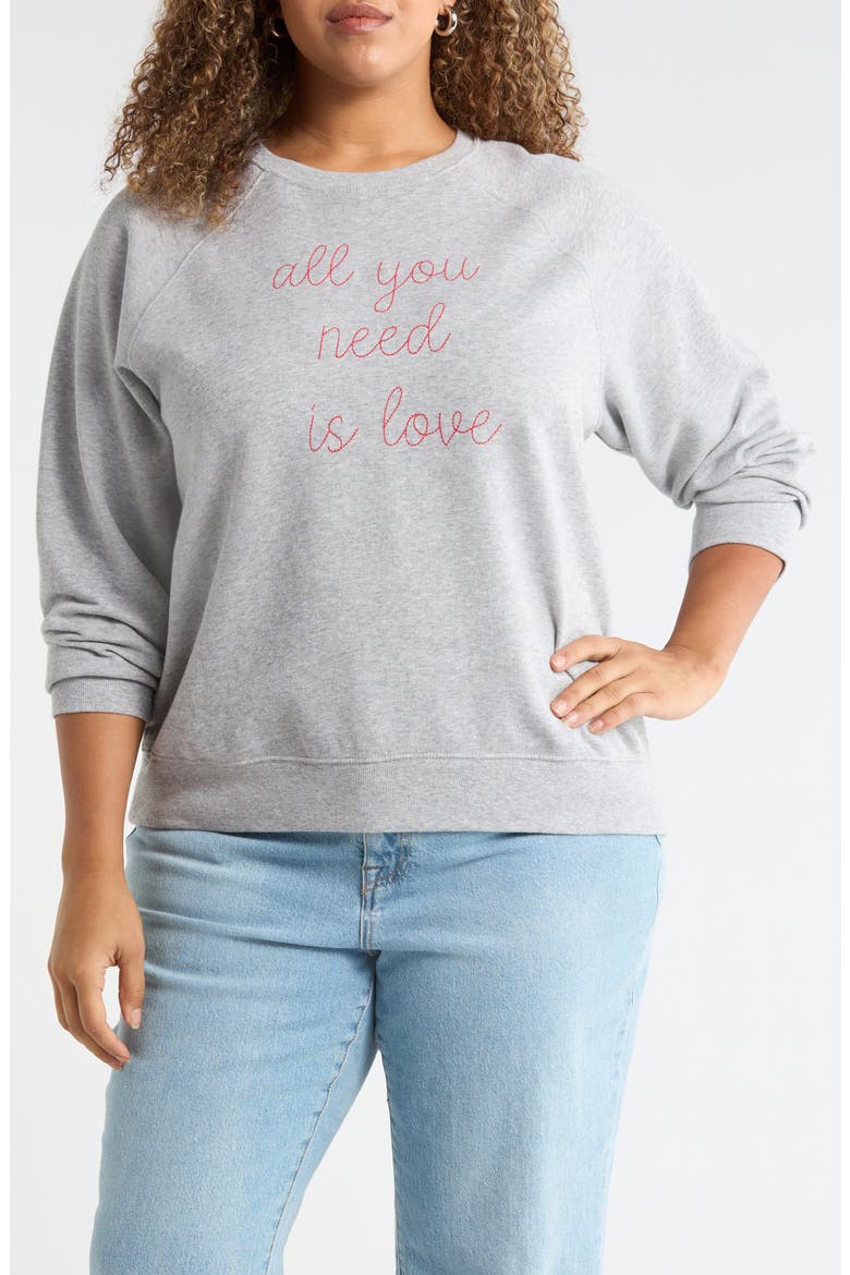 All You Need is Love Sweatshirt, Main, color, GREY RED ALL YOU NEED IS LOVE