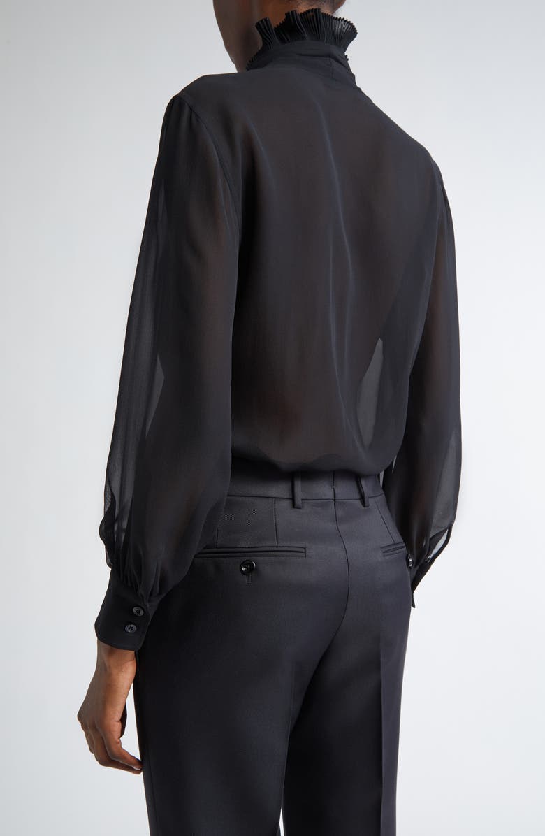 TOM FORD Ruffle Silk Georgette Tuxedo Shirt, Alternate, color,