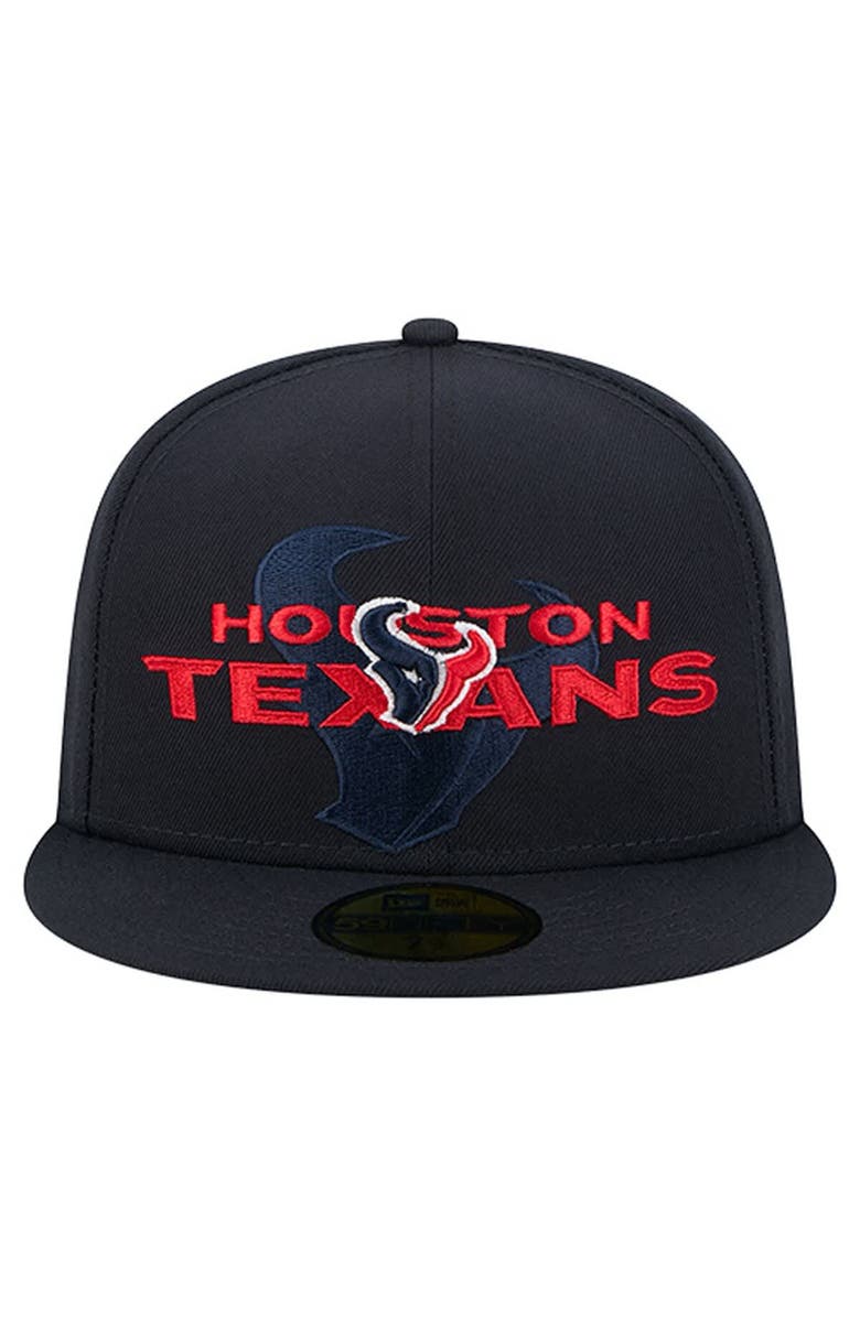 New Era Men
s New Era Navy Houston Texans Overlap Wordmark 59FIFTY Fitted Hat, Alternate, color, Navy