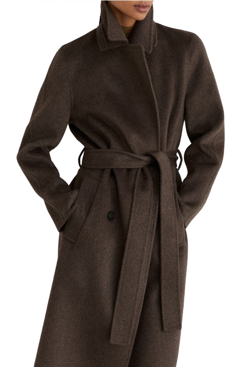 Rene Double Breasted Wool Blend Coat with Cashmere, Alternate, color, MOCHA BROWN