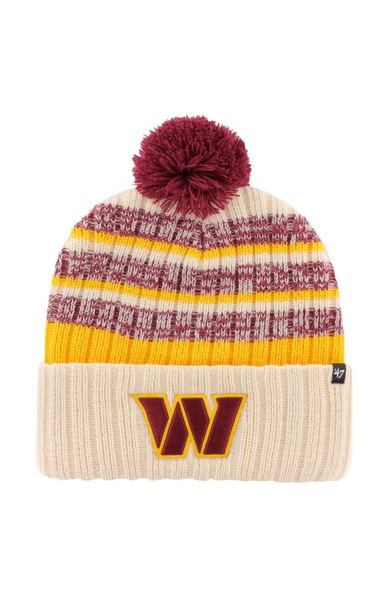 '47 Men's '47  Natural Washington Commanders  Tavern Cuffed Knit Hat with Pom, Main, color, 
