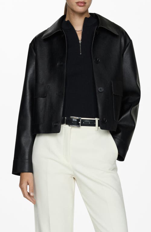 Mango Sabina Faux Leather Jacket In Black
