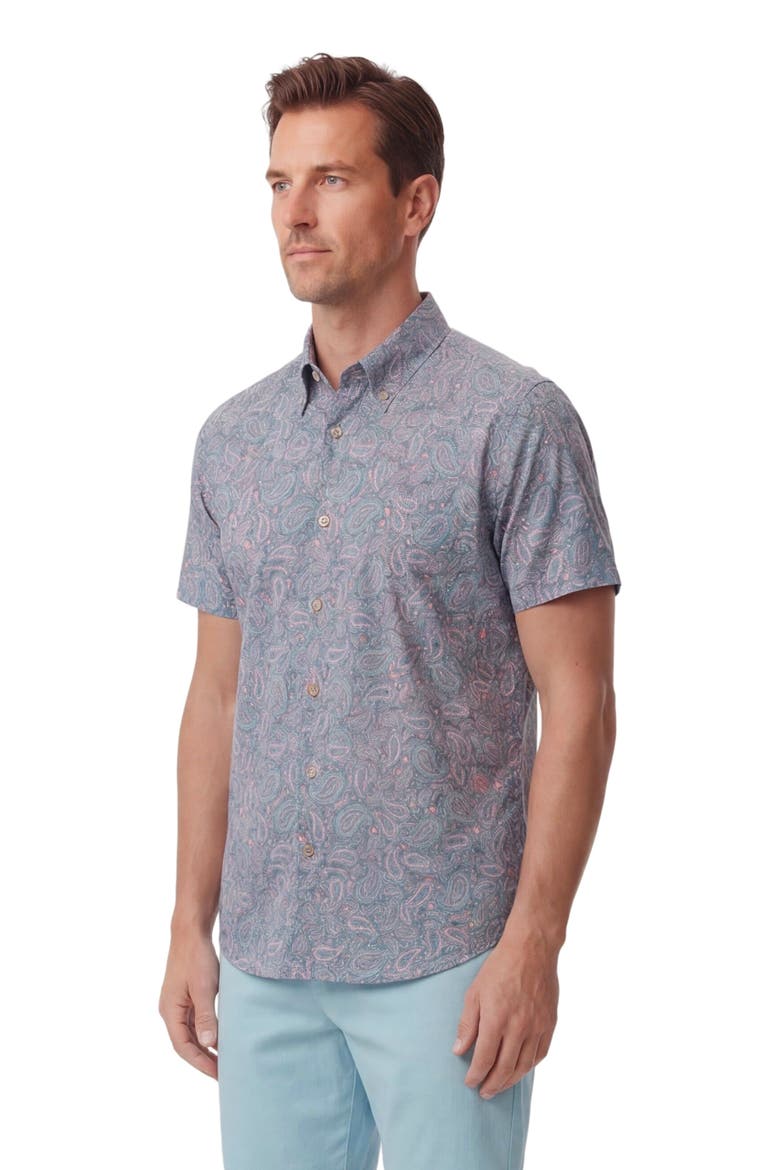 Paisley Pile Mens Printed Button Up Shirt, Alternate, color, PAISLEY PILE CORAL