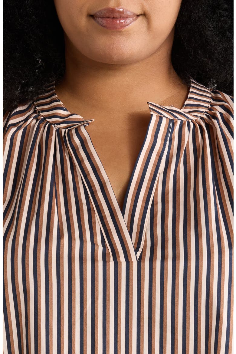 Victoria Split Neck Shift Minidress, Alternate, color, BROWN MULTI