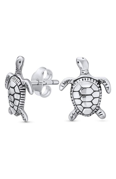 Tiny Nautical Hawaiian Sea Turtle Stud Earrings