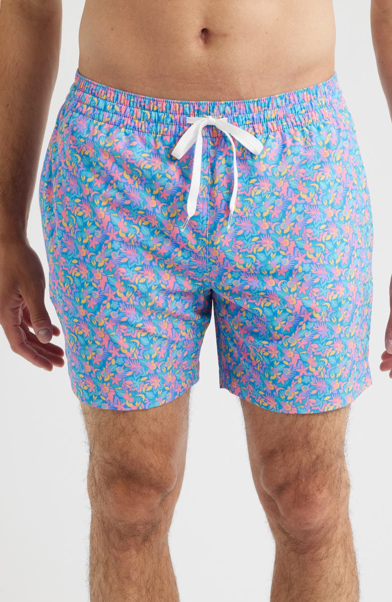 Chubbies The Spades Floral Swim Trunks, Alternate, color, Medium Blue
