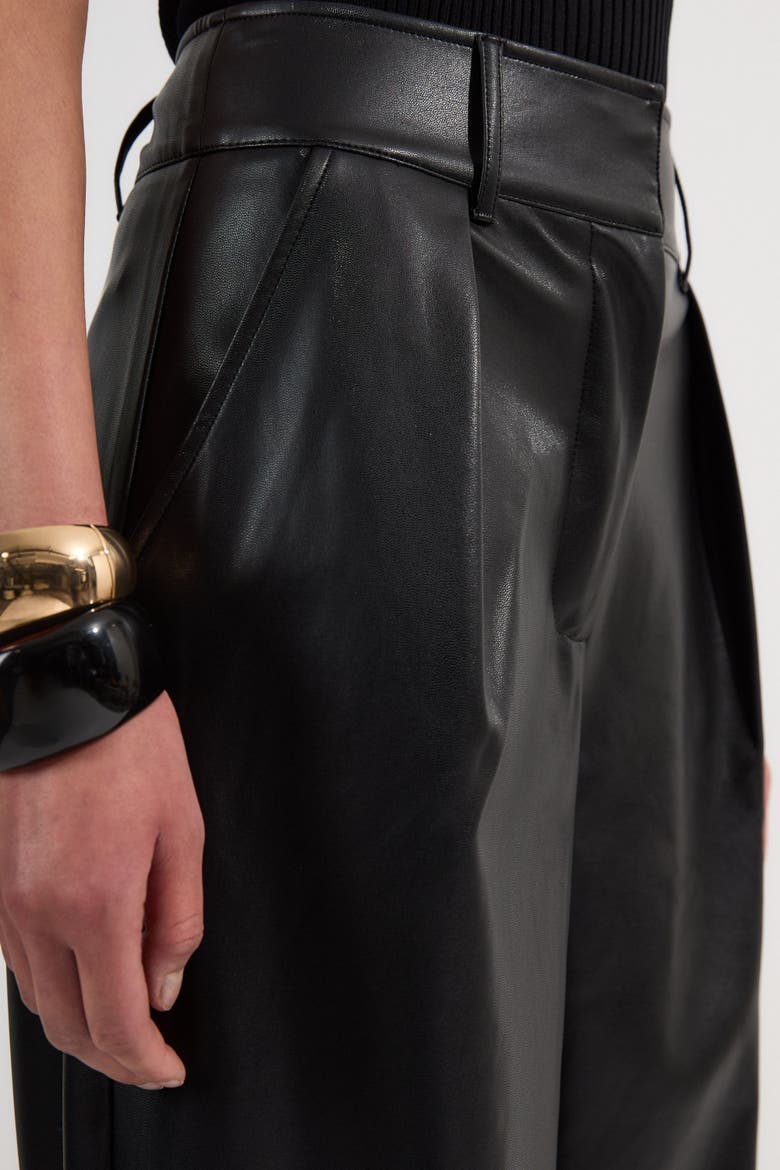 Faux Leather Wide Leg Pants, Alternate, color, Black