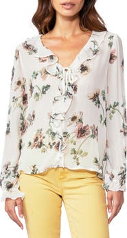 PAIGE Karin Floral Print Sheer Silk Blouse