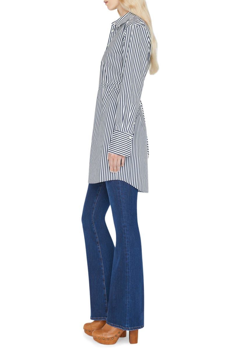 FRAME Stripe Tie Waist Long Sleeve Organic Cotton Shirtdress, Alternate, color, 