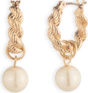 Lauren Ralph Lauren Imitation Pearl Huggie Hoop Earrings