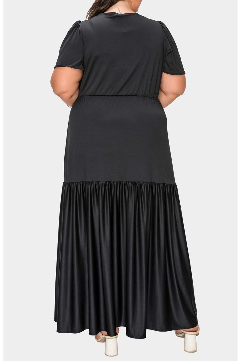 Violetta Tiered Surplice Dress, Alternate, color, BLACK