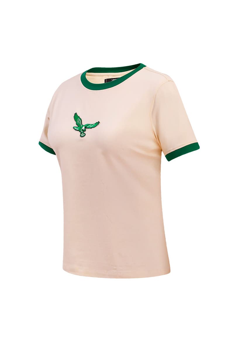 Women's Pro Standard Cream Philadelphia Eagles Retro Classic Ringer T-Shirt, Alternate, color, Cream