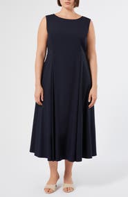 Marina Rinaldi Zimino Sleeveless Stretch Cotton Midi Dress