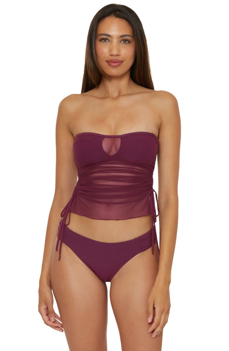Becca Muse Stretch Mesh Multifit Tankini, Alternate, color, Aubergine
