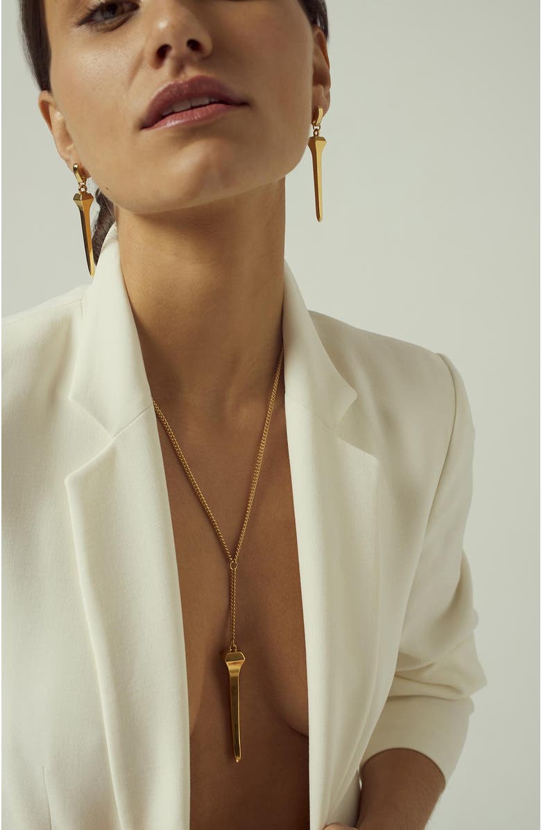 CXC Diamond Nail Necklace, Alternate, color, Gold