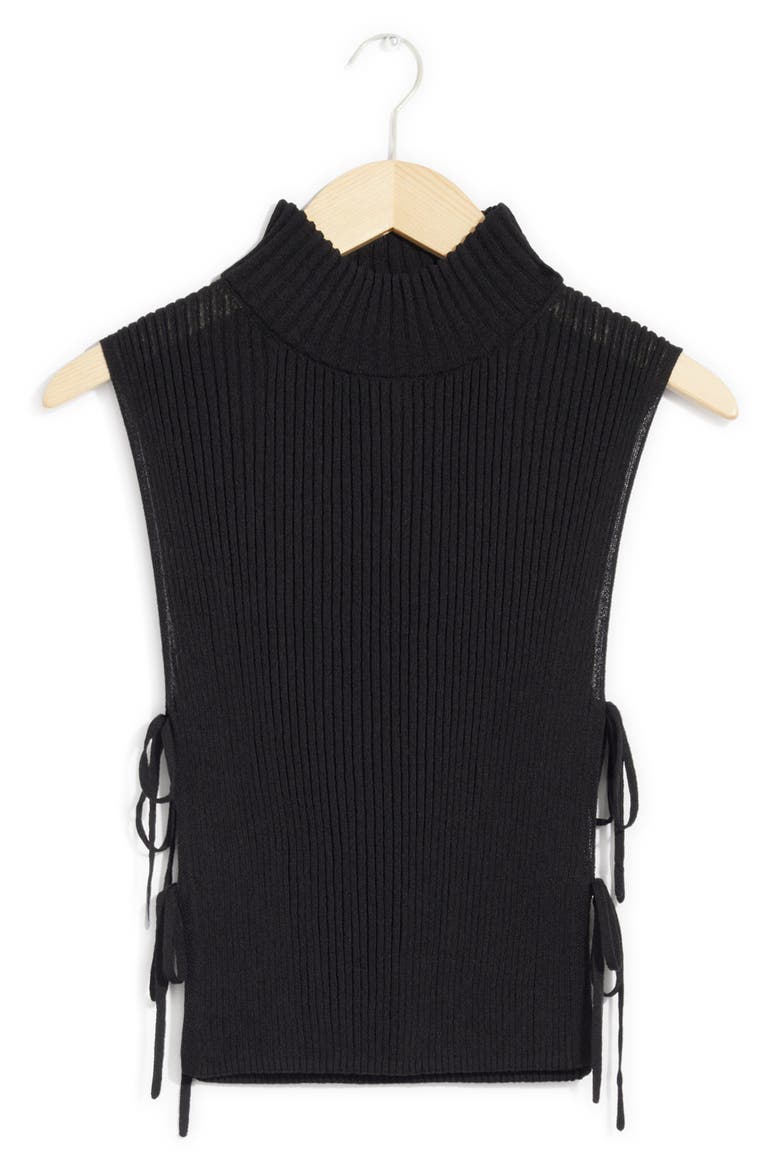 Rib Mock Neck Bib Collar, Alternate, color, BLACK DARK