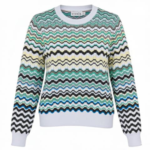 Crochet Chevron Ribbed Long Sleeve Sweater