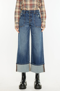 KanCan Beanie High Rise Ankle Wide Leg Jeans