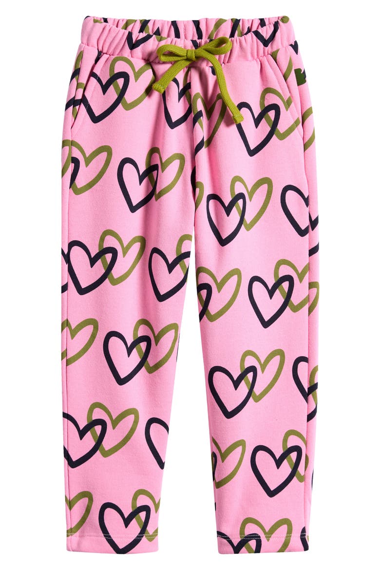Kids' Heart Print Sweatpants, Main, color, BONBON/MULTI