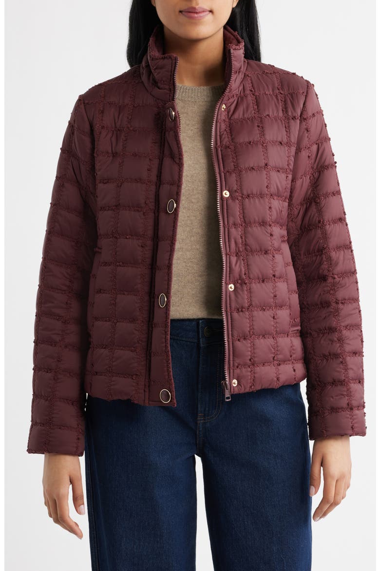 Short Quilted Jacket, Main, color, BURGUNDY