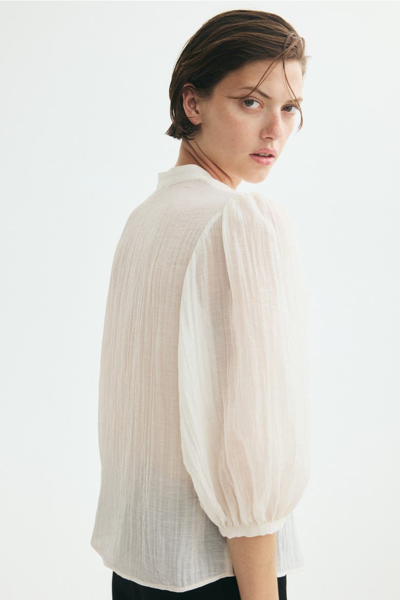 Balloon-sleeved Blouse, Alternate, color, Cream/floral